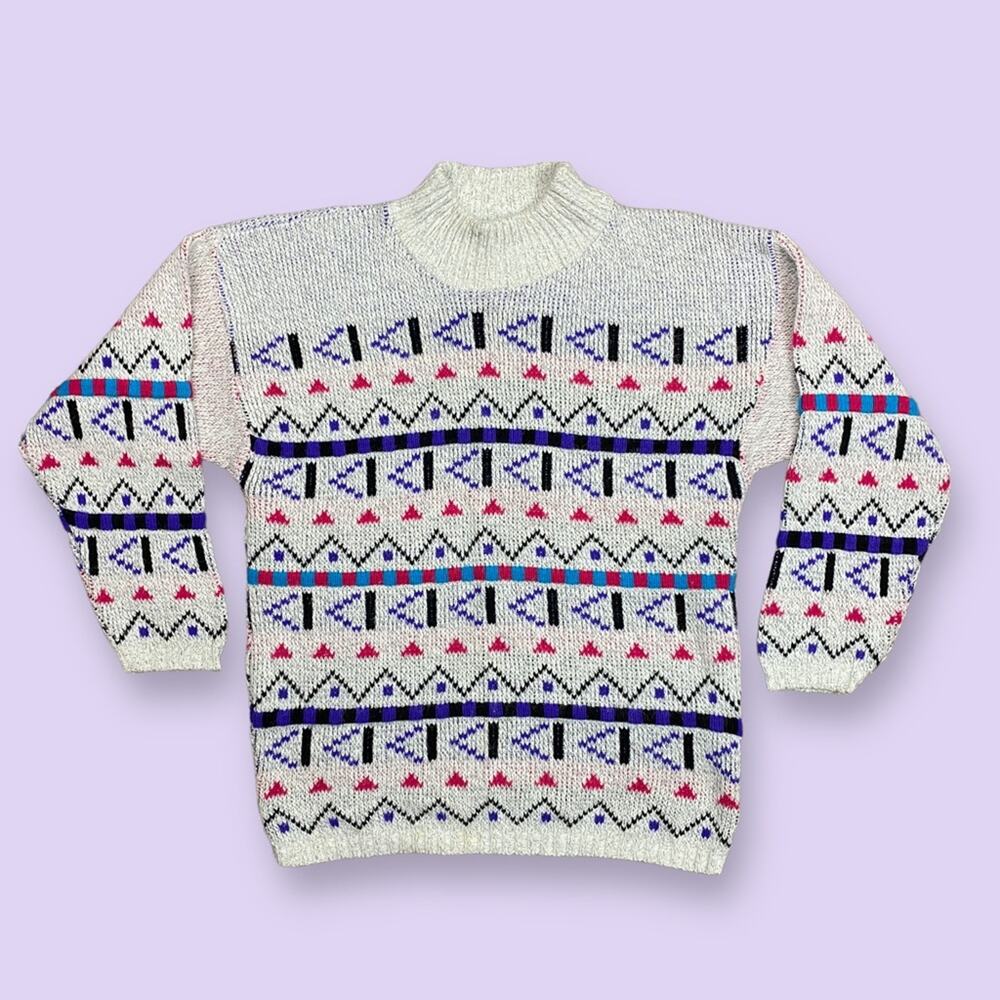 Vintage 80’s geometric style acrylic oversized sweater Croquet Club